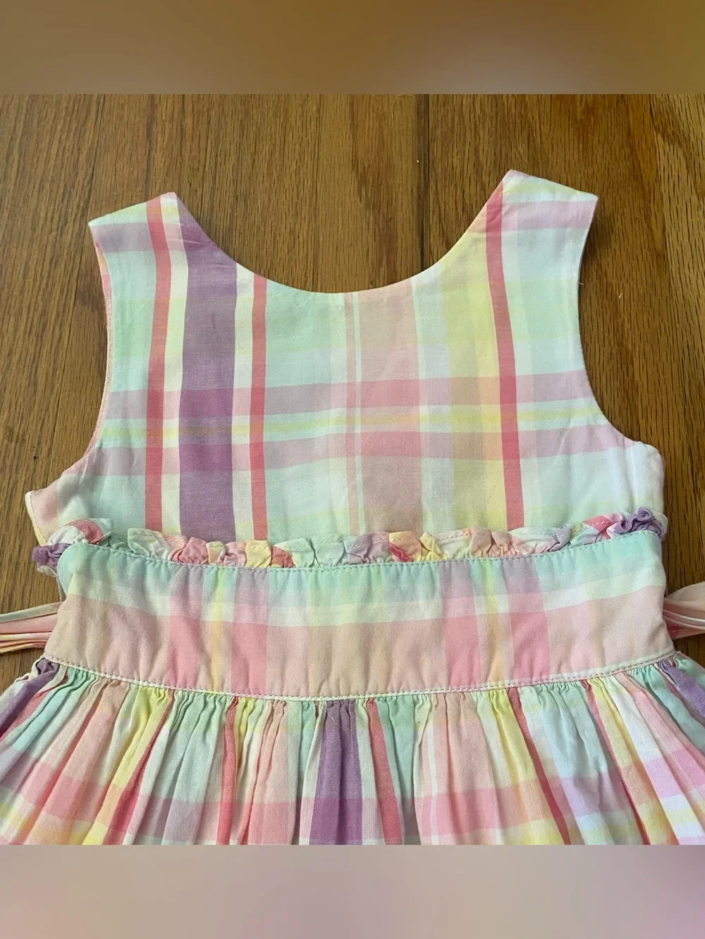 Ralph Lauren Pastel Plaid Bow-Waist Girls Dress